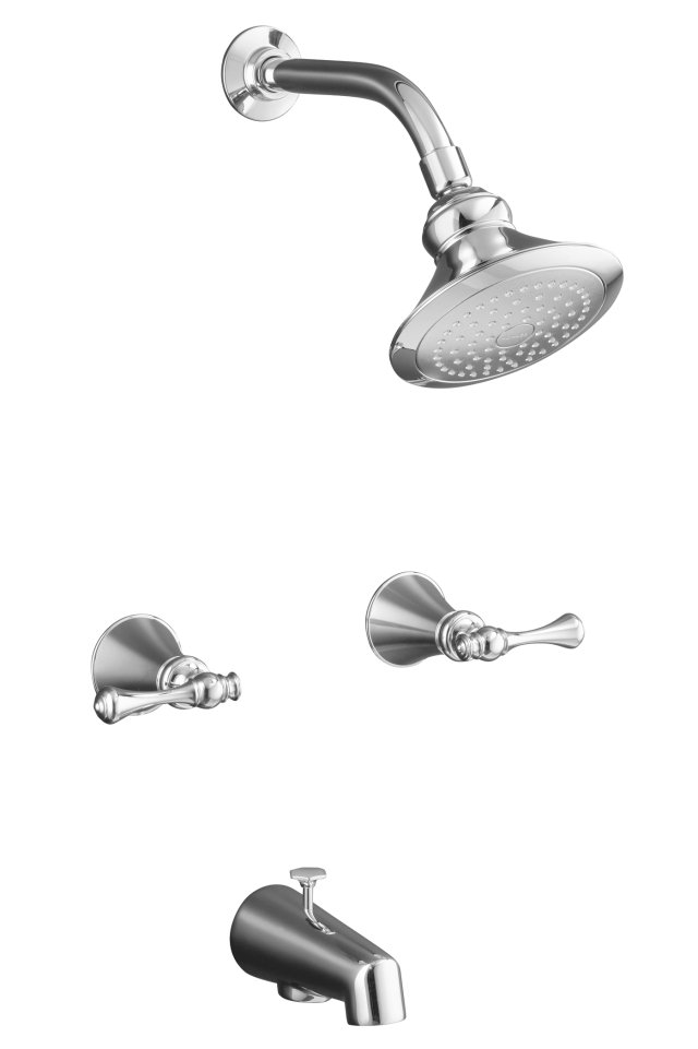 Kohler K-16213-4A Revival(R) bath and shower faucet with standard showerarm and flange and traditional lever handles
