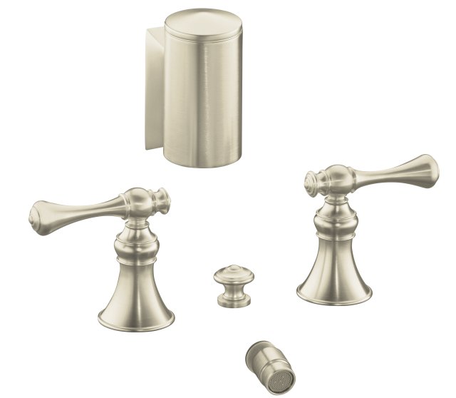 Kohler K-16137-4A-BN; Revival (R) bidet faucet with below-the-rim swivel spray and traditional lever handles; in Vibrant Brushed Nickel; Discontinued Product