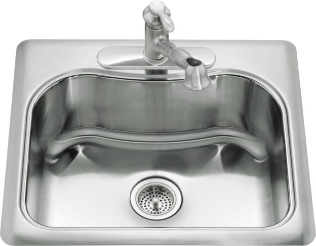 Kohler K-3362-4-NA; Staccato (TM) single-basin self-rimming kitchen sink with four-hole faucet punching; in Not Aplicable Finish