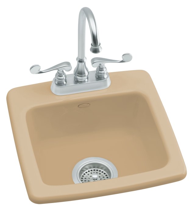 Kohler K-6015-3-33; Gimlet (TM) self-rimming entertainment sink with three-hole faucet drilling; in Mexican Sand; Discontinued Product
