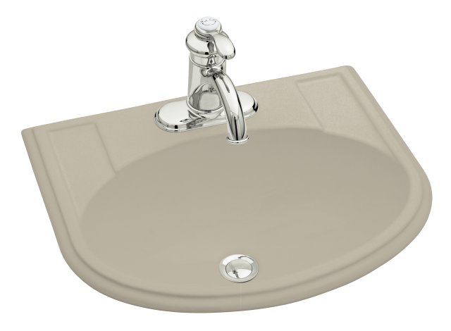 Kohler K-2279-1-G9; Devonshire (R) self-rimming lavatory with single-hole faucet drilling; in Sandbar; Discontinued Product