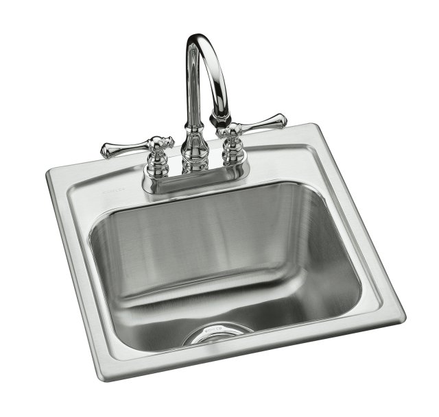 Kohler K-3349-1 Toccata(TM) self-rimming entertainment sink with single-hole faucet punching
