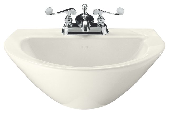 Kohler K-2176-4-96; Parigi (R) pedestal lavatory basin with 4"" centers; in Biscuit; Discontinued Product