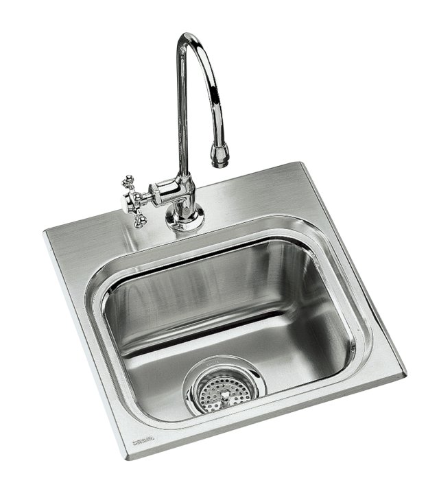 Kohler K-3262-2 Ballad self-rimming entertainment sink with two-hole faucet punching