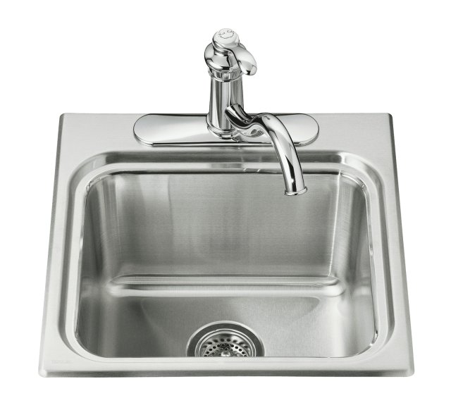 Kohler K-3260-1 Ballad self-rimming utility sink with single-hole faucet punching