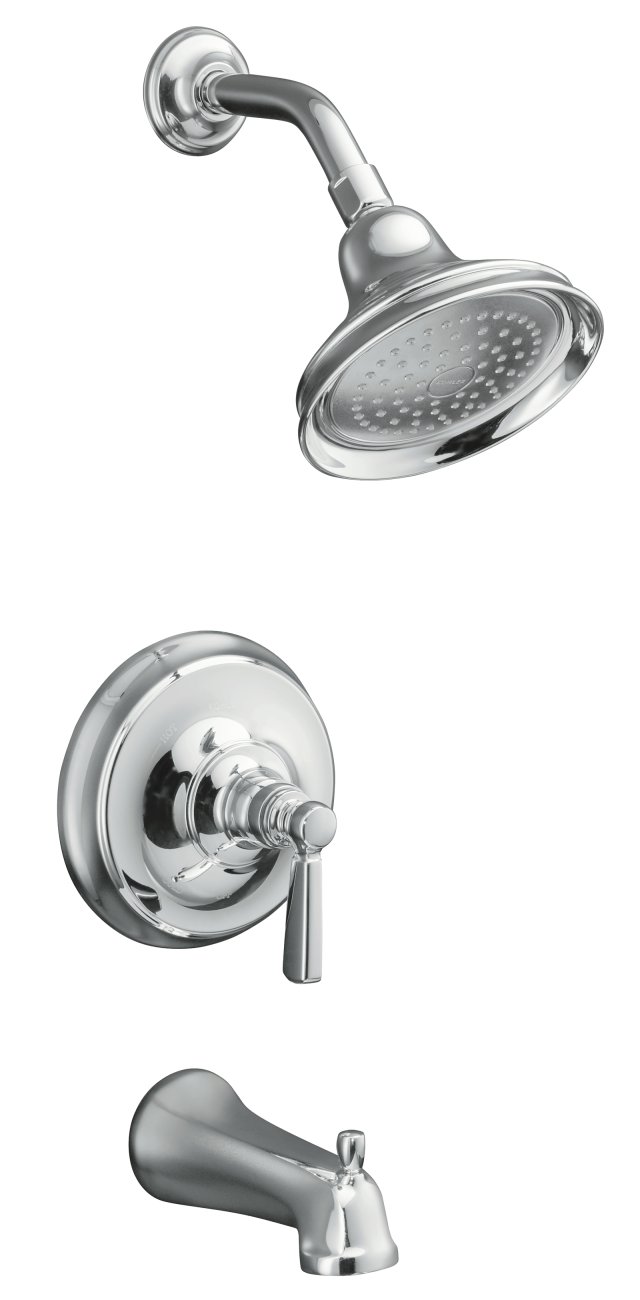 Kohler K-R10582-4 Bancroft(R) Rite-Temp(R) pressure-balancing bath and shower faucet trim with slip-fit spout and metal lever handle