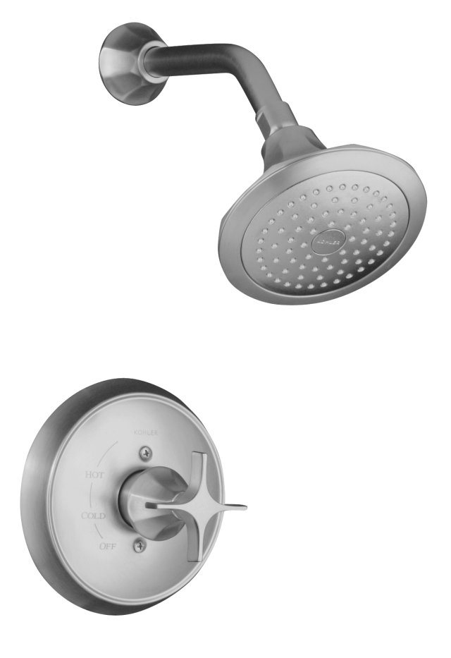 Kohler K-T465-3C-AF Memoirs(R) Rite-Temp(R) pressure-balancing shower faucet trim with Classic design and cross handle valve not included; Discontinued Product