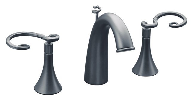 Kohler K-610-4W Finial(R) Art widespread lavatory faucet with wrought swirl handles