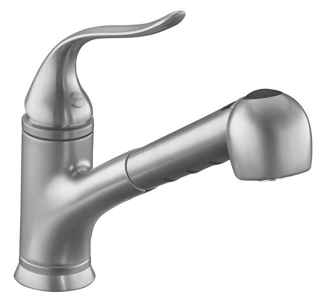 Kohler K-15160 Coralais(R) single-control pullout spray kitchen sink faucet with color-matched sprayhead and lever handle