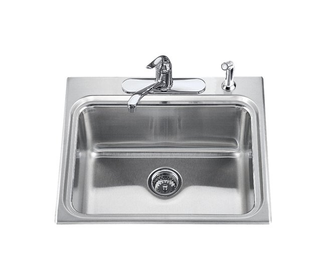 Kohler K-3206-4 Ballad self-rimming utility sink with four-hole faucet punching and 10"" deep basin