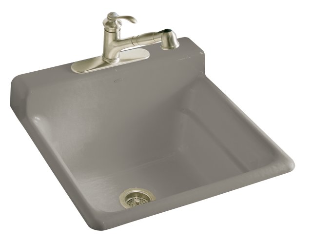 Kohler K-6608-3-K4 Bayview(TM) self-rimming utility sink with three-hole faucet drilling on top of backsplash; Discontinued Product