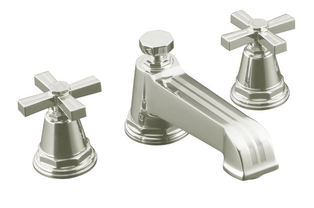 Kohler K-T13140-3B Pinstripe(R) deck-mount high-flow bath faucet trim with cross handles valve not included