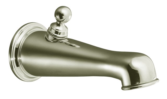 Kohler K-330-SN; Antique (TM) wall-mount diverter bath spout; in Vibrant Polished Nickel; Discontinued Prdouct
