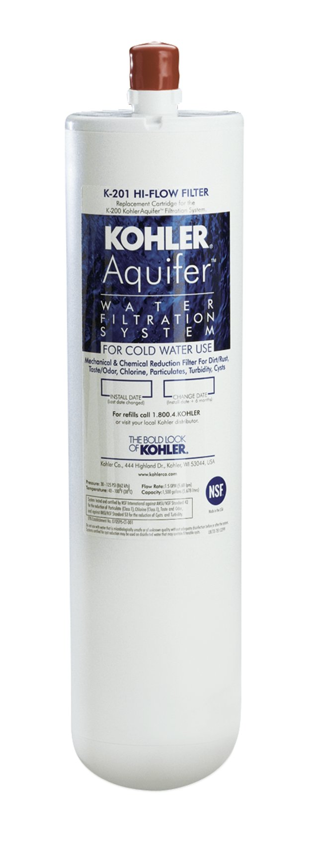 Kohler K-201 Aquifer(TM) high-flow refill filter cartridge