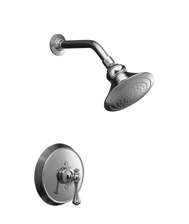 Kohler K-RT16114-4A Revival(R) Rite-Temp(R) pressure-balancing shower faucet trim with traditional lever handle and standard showerarm and flange