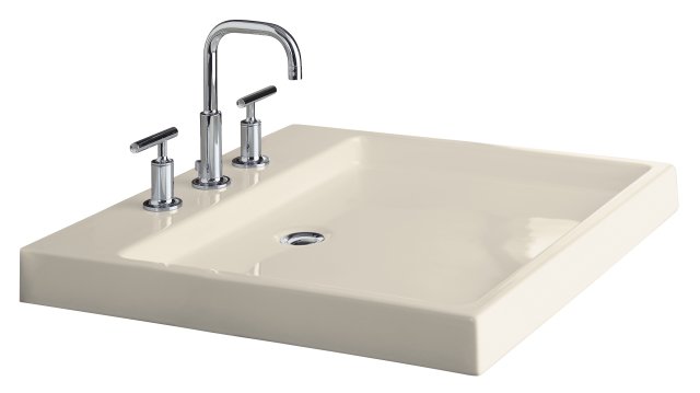 Kohler K-2314-1-47; Purist (R) Wading Pool (R) lavatory with single-hole faucet drilling; in Almond; Discontinued Product