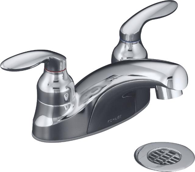 Kohler K-15632-4 Coralais(R) centerset lavatory faucet with 2.0 gpm vandal-resistant aerator grid drain and lever handles