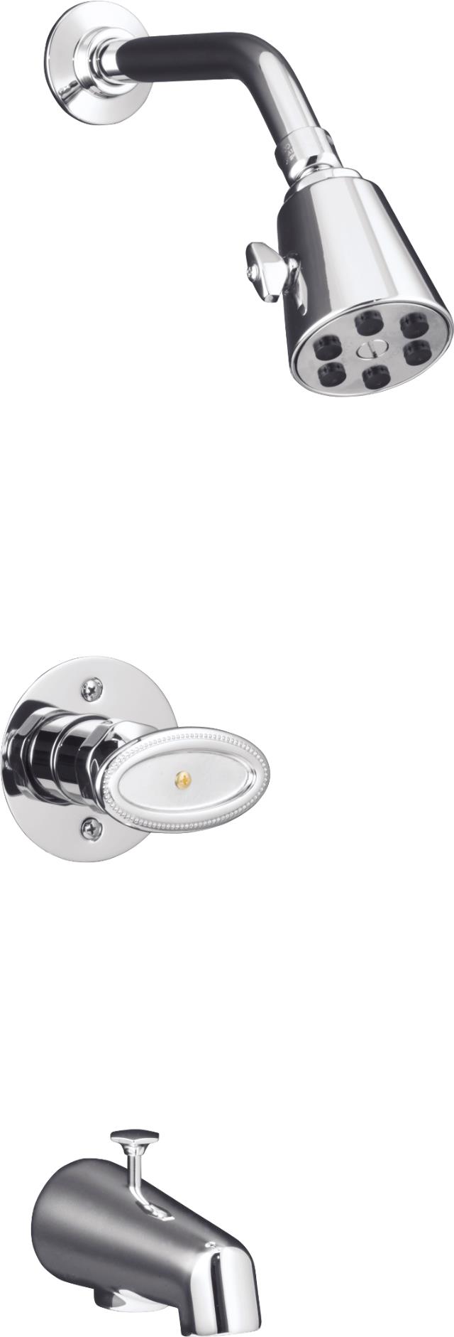 Kohler K-T130-9B Antique(TM) Rite-Temp(R) pressure-balancing bath and shower faucet trim with oval handle requires ceramic dial plate and handle inset valve not included
