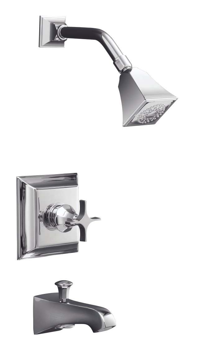 Kohler K-T461-3S Memoirs(R) Rite-Temp(R) pressure-balancing bath and shower faucet trim with Stately design and cross handle valve not included