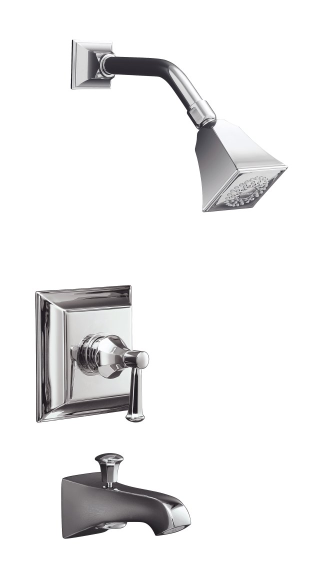 Kohler K-RT461-4S Memoirs(R) Rite-Temp(R) pressure-balancing bath and shower faucet trim with Stately design and lever handle