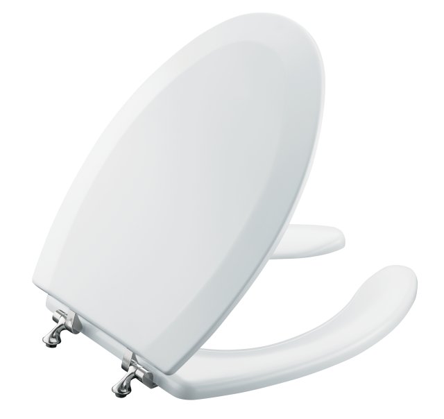 Kohler K-4710-GS Triko(TM) elongated molded toilet seat with open front cover and Polished Chrome hinges