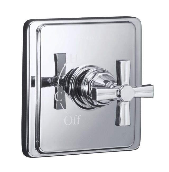 Kohler K-T13135-3B Pinstripe(R) Rite-Temp(R) pressure-balancing valve trim with cross handle valve not included