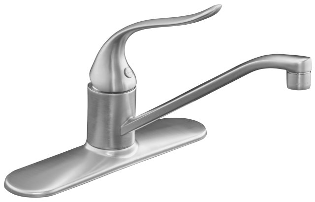 Kohler K-P15171-F Coralais(R) single-control kitchen faucet with escutcheon and 8 1/2"" swing spout