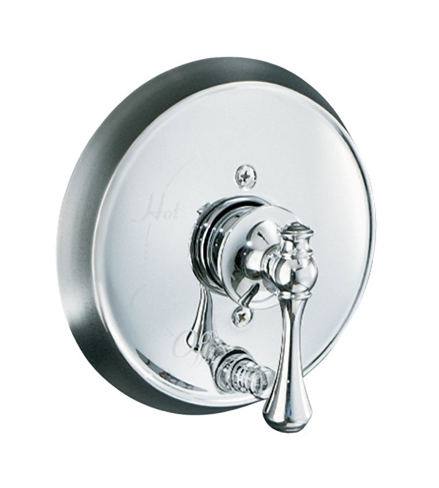 Kohler K-T16139-4A Revival(R) Rite-Temp(R) pressure-balancing valve trim with push-button diverter and traditional lever handle valve not included