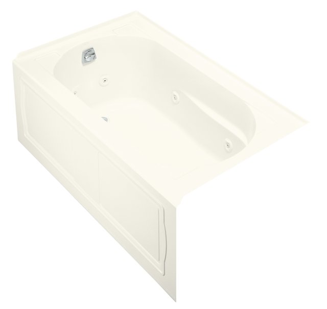Kohler K-1357-LA-96; Devonshire (R) 5' whirlpool with integral apron and left-hand drain; in Biscuit