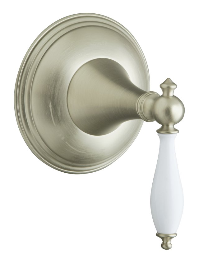 Kohler K-T10303-4P Finial(R) Traditional volume control valve trim with lever handle and White handle insert valve not included