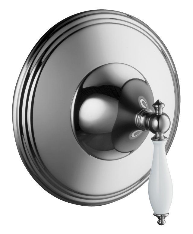 Kohler K-T10301-4P Finial(R) Traditional thermostatic valve trim with lever handle and White handle inserts valve not included