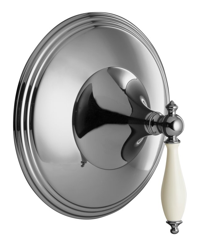 Kohler K-T10301-4F Finial(R) Traditional thermostatic valve trim with lever handle and Biscuit handle inserts valve not included