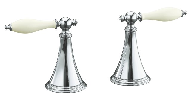 Kohler K-T333-4F Finial(R) Traditional bath- or deck-mount high-flow bath valve trim with lever handles and Biscuit inserts valve not included