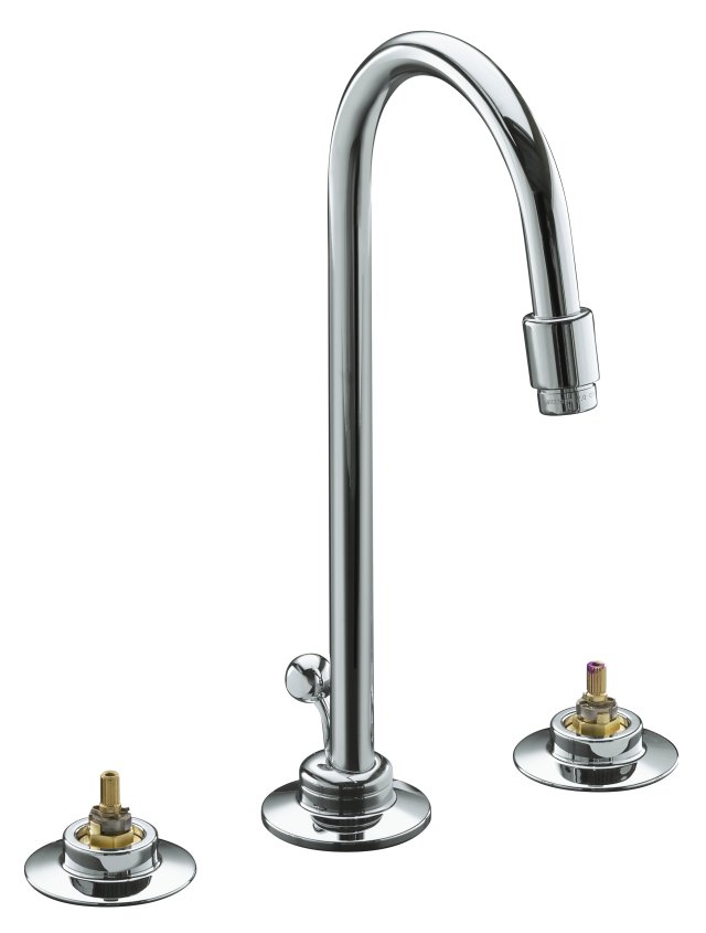 Kohler K-7435-K Triton(R) widespread lavatory faucet with gooseneck spout requires handles