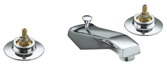 Kohler K-7471-K Triton(R) widespread lavatory base faucet with pop-up drain requires handles