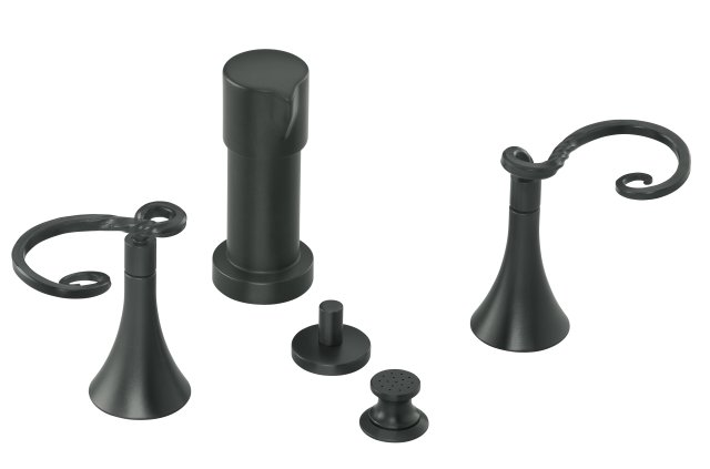 Kohler K-616-4W Finial Art bidet faucet with wrought swirl hand
