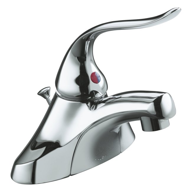 Kohler K-15583-5P Coralais(R) single-control centerset lavatory faucet with pop-up drain ground joints 1.5 gpm spray and 5"" lever handle