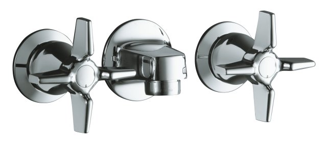 Kohler K-8046-3A Triton(R) shelf-back lavatory faucet with grid drain and cross handles