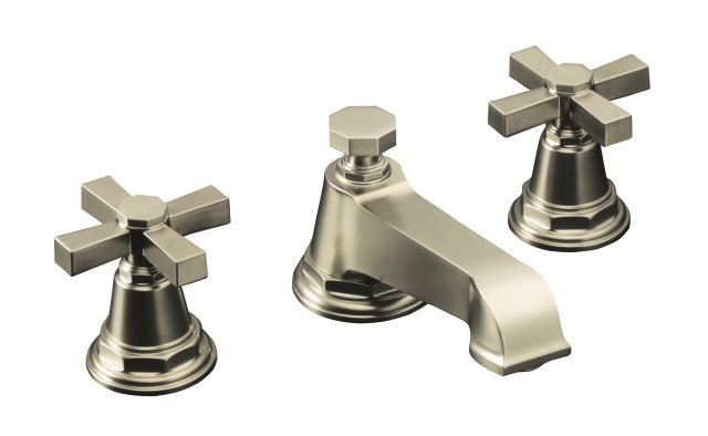 Kohler K-13132-3A-BN; Pinstripe (R) Pure widespread lavatory faucet with cross handles; in Vibrant Brushed Nickel
