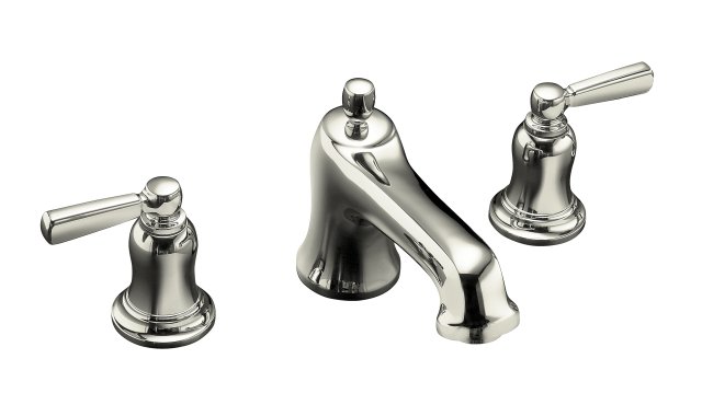Kohler K-T10585-4-SN; Bancroft (R) bath- or deck-mount high-flow bath faucet trim with metal lever handles valve not included; in Vibrant Polished Nickel
