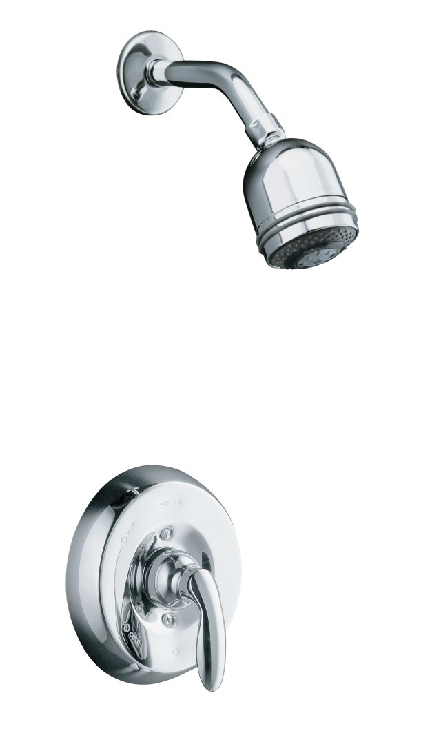 Kohler K-T15613-4 Coralais(R) shower mixing valve faucet trim with lever handle and 3-way MasterShower(R) relaxing showerhead arm and flange valve not included