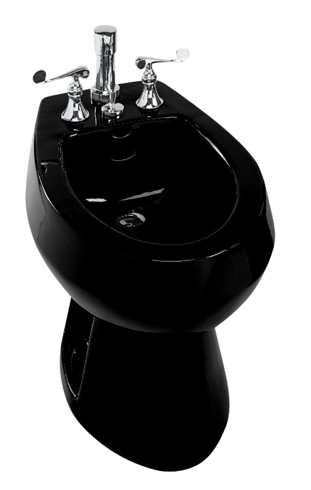Kohler K-4854-7; San Tropez (R) bidet plumbed for vertical spray bidet faucet; in Black Black