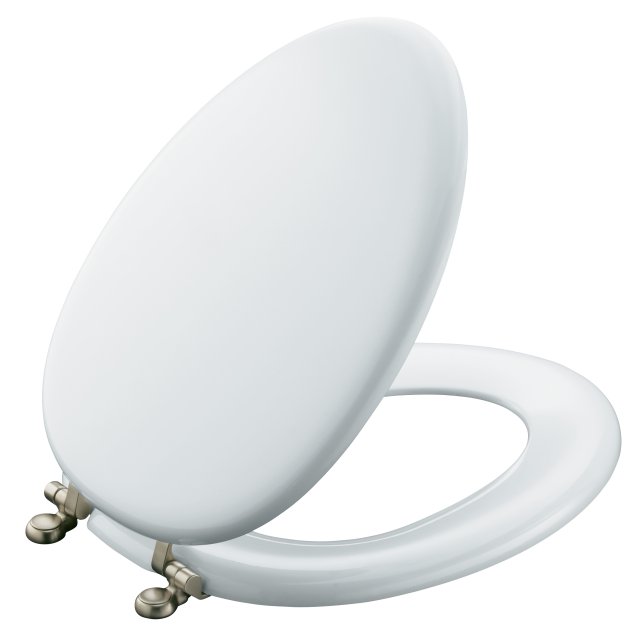 Kohler K-4701-SN Kathryn(R) toilet seat with Vibrant(R) Polished Nickel hinges