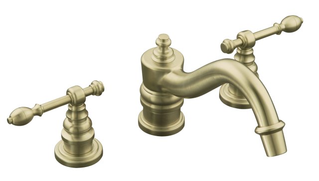 Kohler K-T6906-4-BV; IV Georges Brass (R) deck-mount high-flow bath faucet trim with lever handles valve not included; in Vibrant Brushed Bronze; Discontinued Product