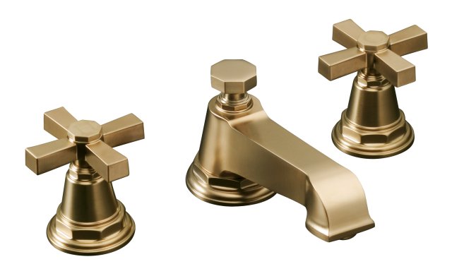 Kohler K-13132-3A-BV; Pinstripe (R) Pure widespread lavatory faucet with cross handles; in Vibrant Brushed Bronze; Discontinued Product