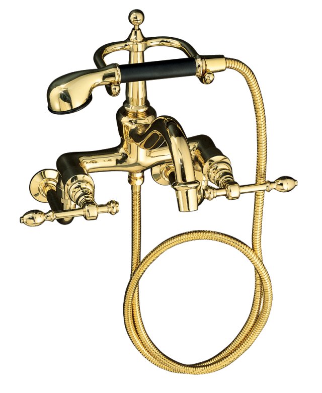 Kohler K-6905-4-PB; IV Georges Brass (R) bath faucet with handshower and lever handles; in Vibrant Polished Brass; Discontinued Product