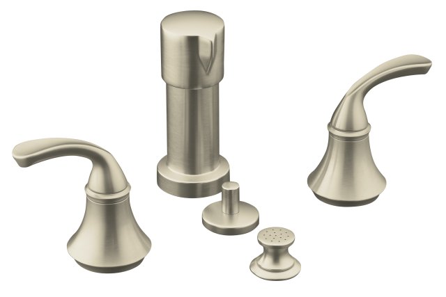 Kohler K-10279-4-BN; Forte (R) bidet faucet with sculpted lever handles; in Vibrant Brushed Nickel; Discontinued Product