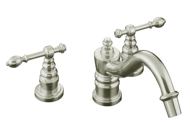 Kohler K-T6906-4-SN; IV Georges Brass (R) deck-mount high-flow bath faucet trim with lever handles valve not included; in Vibrant Polished Nickel; Discontinued Product