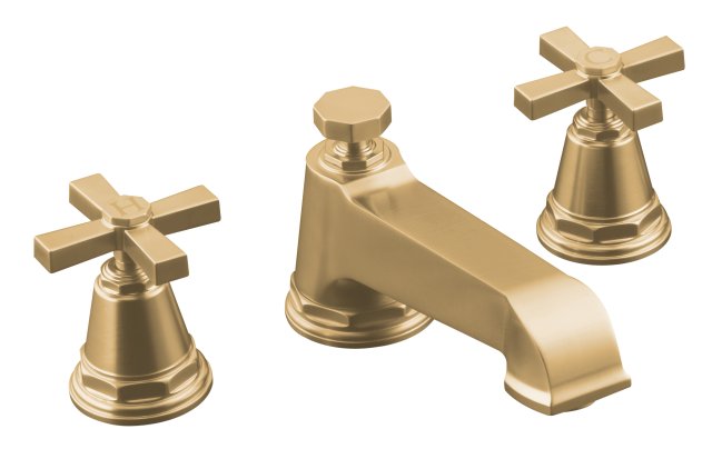 Kohler K-T13140-3A Pinstripe(R) Pure deck-mount high-flow bath faucet trim with cross handles valve not included