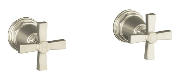 Kohler K-T13141-3A Pinstripe(R) Pure bath- or deck-mount high-flow bath valve trim with cross handles handles only valve not included